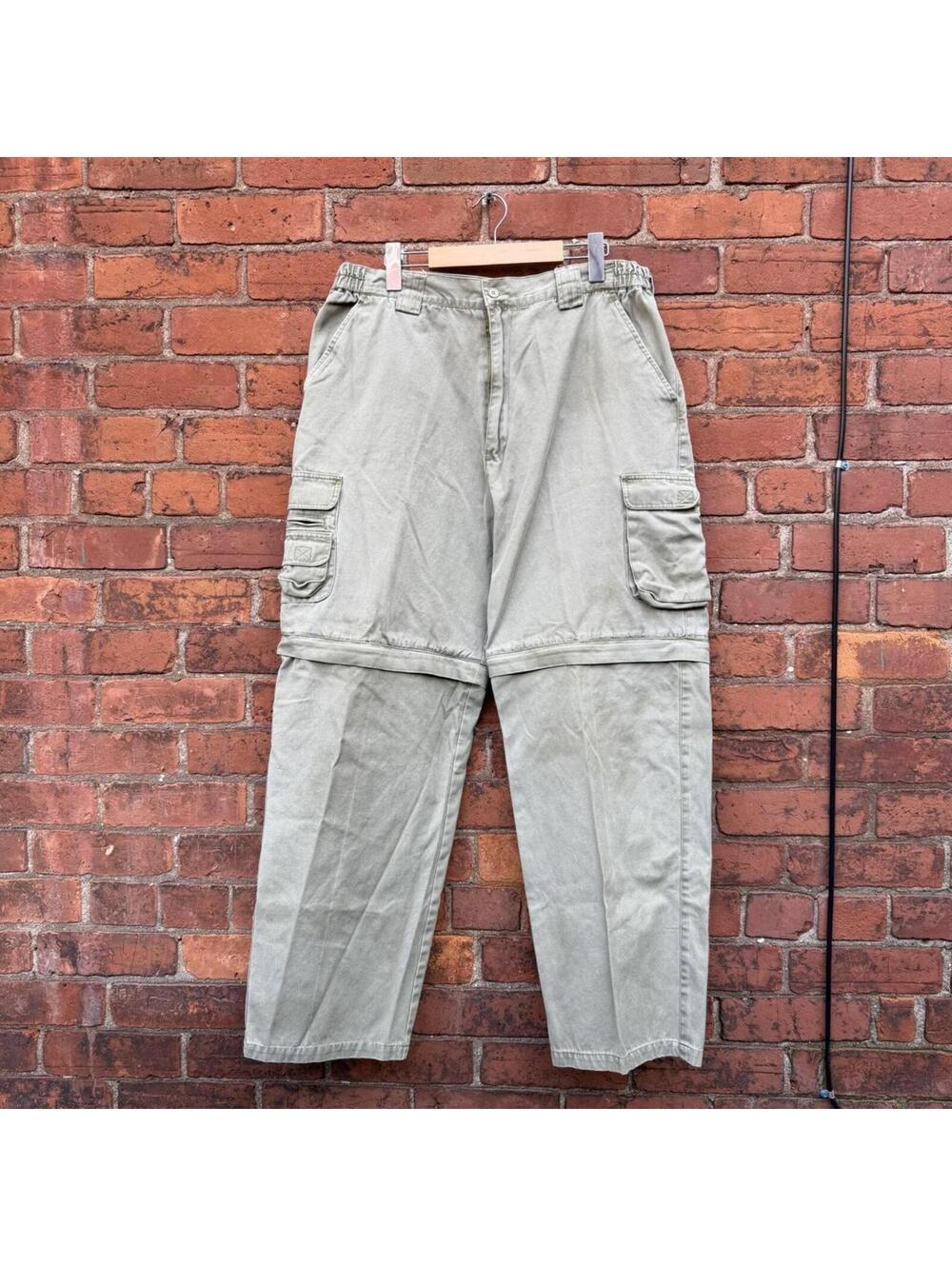 Vintage red head zip off summer cargo pants 00s 34-36x30